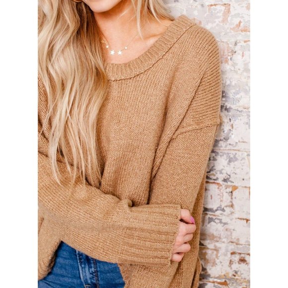 NEW Free People Brookside Tunic Sweater Camel $128 - Picture 8 of 10